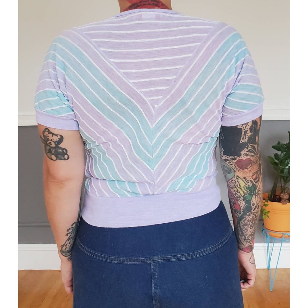 70s/80s Randy Brand  Pastel Chevron Top - Picture 3 of 5